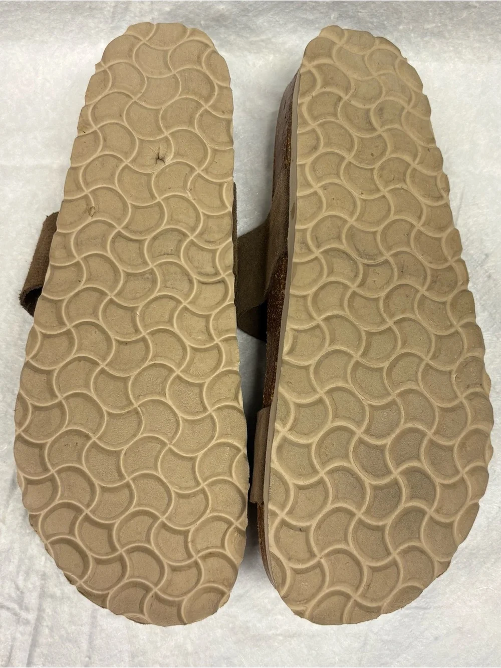 OliveStep Suede Slip-On Sandals in Camel